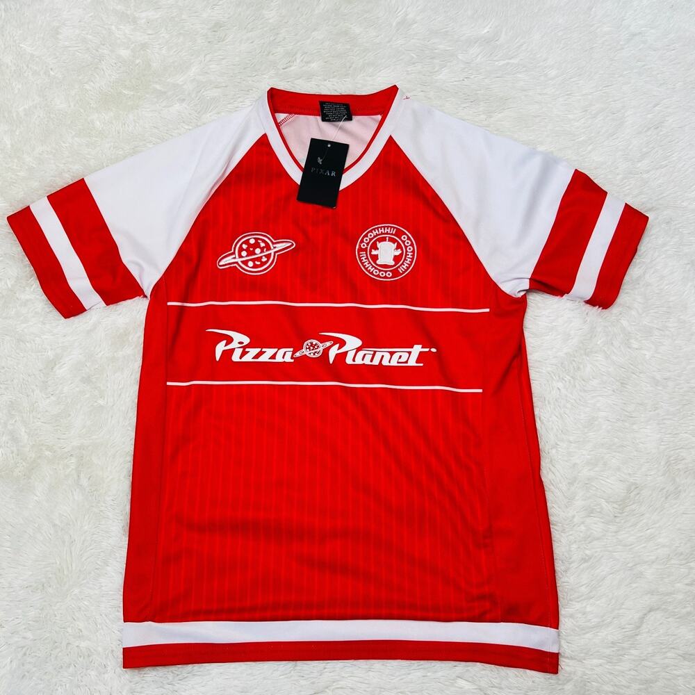 DISNEY TOY STORY PIZZA PLANET SOCCER JERSEY SIZE SMALL BOXLUNCH